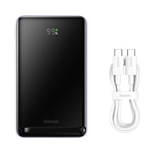 Заредете изображение във визуализатора на галерията – Baseus Magnetic Bracket Wireless Fast Charge Power Bank 10000mAh 20W Purple（With Xiaobai series fast charging Cable Type-C to Type-C 60W(20V/3A) 50cm White）
