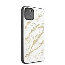 Заредете изображение във визуализатора на галерията – Guess GUHCN58MGGWH iPhone 11 Pro biały/white hard case Glitter Marble Glass
