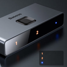 Заредете изображение във визуализатора на галерията – Baseus two-way switch splitter HDMI switcher - 2x HDMI 4K / 30 Hz gray (CAHUB-BC0G) - TopMag
