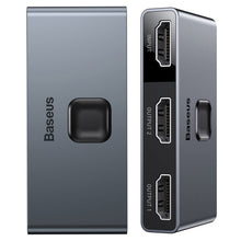 Заредете изображение във визуализатора на галерията – Baseus two-way switch splitter HDMI switcher - 2x HDMI 4K / 30 Hz gray (CAHUB-BC0G) - TopMag
