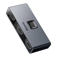 Заредете изображение във визуализатора на галерията – Baseus two-way switch splitter HDMI switcher - 2x HDMI 4K / 30 Hz gray (CAHUB-BC0G) - TopMag
