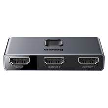 Заредете изображение във визуализатора на галерията – Baseus two-way switch splitter HDMI switcher - 2x HDMI 4K / 30 Hz gray (CAHUB-BC0G) - TopMag
