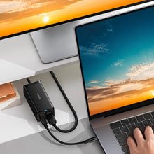 Заредете изображение във визуализатора на галерията – Baseus fast charger GaN5 Pro HUB HDMI 2 x USB-C / USB-A / HDMI 4K 30Hz 1.5m black + USB-C cable - USB-C 100W 40Gb/s (USB4) 1m (CCGP110201)
