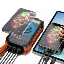 Заредете изображение във визуализатора на галерията – Choetech solar power bank with inductive charging 20000mAh PD 20W / QC 18W / Qi 10W orange (B657)
