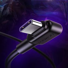 Заредете изображение във визуализатора на галерията – Ugreen angle cable with side USB plug - USB Type C 5 A Quick Charge 3.0 SCP FCP 2 m black (20104 US307) - TopMag
