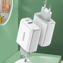 Заредете изображение във визуализатора на галерията – Ugreen Fast USB Type C / USB Wall Charger 36 W Quick Charge 4.0 Power Delivery white (60468 CD170) - TopMag
