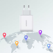 Заредете изображение във визуализатора на галерията – Ugreen Fast USB Type C / USB Wall Charger 36 W Quick Charge 4.0 Power Delivery white (60468 CD170) - TopMag
