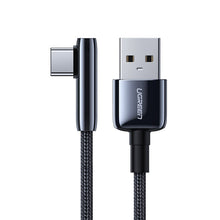 Заредете изображение във визуализатора на галерията – Ugreen angle cable with side USB plug - USB Type C 5 A Quick Charge 3.0 SCP FCP 0.5 m black (70282 US313) - TopMag
