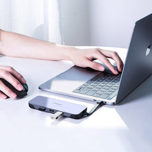 Заредете изображение във визуализатора на галерията – Ugreen 9in1 multi-functional HUB USB Type C - HDMI / 3x USB 3.2 Gen 1 / SD micro SD / VGA / RJ45 card reader / USB Type C Power Delivery 100 W 20 V 5 A gray (70409 CM286) - TopMag

