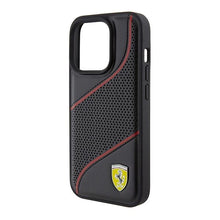 Заредете изображение във визуализатора на галерията – Ferrari Perforated Waves Metal Logo case for iPhone 15 Pro - black
