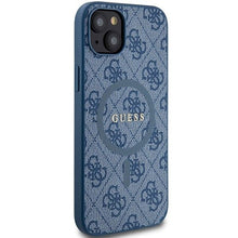 Заредете изображение във визуализатора на галерията – Original faceplate case GUESS GUHMP15MG4GFRB for iPhone 15 Plus (Magsafe / 4G Ring classic logo / blue)
