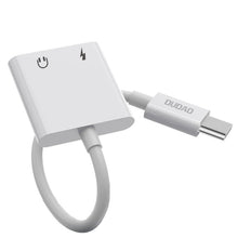 Заредете изображение във визуализатора на галерията – Dudao adapter plug headphone splitter USB Type C - USB Type C / 3.5 mm mini jack white (L13T white) - TopMag
