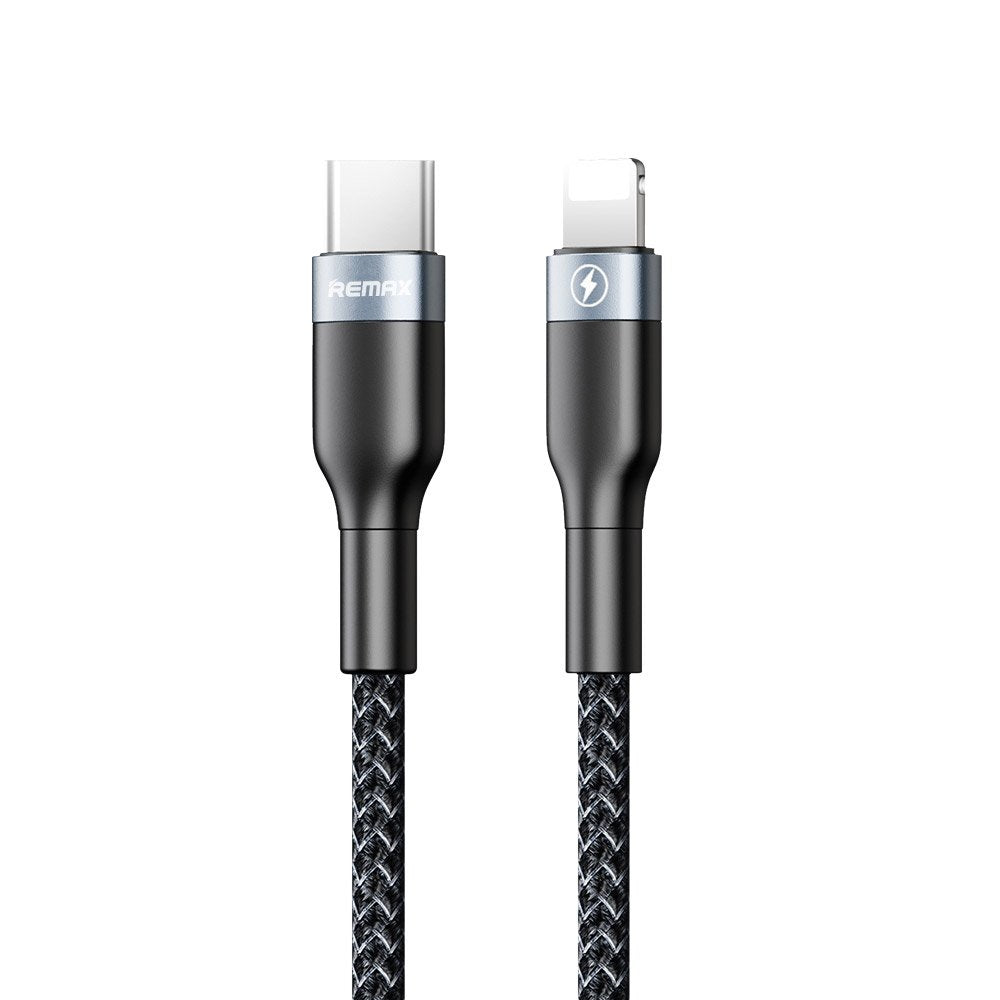 Remax Sury 2 Series Cable Durable Nylon Braided Wire USB Type C - Lightning 18 W Power Delivery 1 m black (RC-009 black)