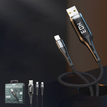 Заредете изображение във визуализатора на галерията – Remax Intelligent Digital Data USB - Lightning Cable overcharge protection programmable timer 2,1 A 1,2 m black (RC-096i black) - TopMag
