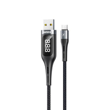 Заредете изображение във визуализатора на галерията – Remax Intelligent Digital Data USB - USB Type C Cable overcharge protection programmable timer 2,1 A 1,2 m black (RC-096a black) - TopMag
