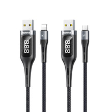 Заредете изображение във визуализатора на галерията – Remax Intelligent Digital Data USB - USB Type C Cable overcharge protection programmable timer 2,1 A 1,2 m black (RC-096a black) - TopMag
