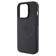Заредете изображение във визуализатора на галерията – Original Case MERCEDES hardcase Star Pattern Leather MagSafe MEHMP15X23RGSK for Iphone 15 Pro Max Black
