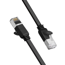 Заредете изображение във визуализатора на галерията – Ugreen Flat Cable Internet Cable Ethernet Patchcord RJ45 Cat 6 UTP 1000Mbps 0.5m Black (50183) - TopMag
