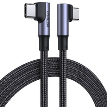 Заредете изображение във визуализатора на галерията – Ugreen angled USB Type C cable - USB Type C Quick Charge Power Delivery 100 W 5 A 1 m black (US335 70696) - TopMag
