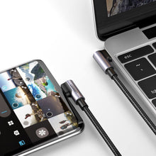 Заредете изображение във визуализатора на галерията – Ugreen angle cable with side plug USB Type C - USB Type C Power Delivery Quick Charge FCP 3 A 1 m gray (70529 US323) - TopMag
