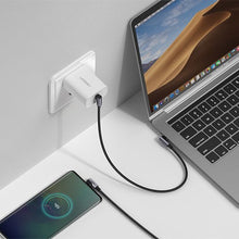 Заредете изображение във визуализатора на галерията – Ugreen angle cable with side plug USB Type C - USB Type C Power Delivery Quick Charge FCP 3 A 1 m gray (70529 US323) - TopMag
