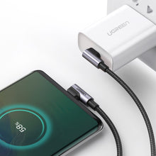 Заредете изображение във визуализатора на галерията – Ugreen angle cable with side plug USB Type C - USB Type C Power Delivery Quick Charge FCP 3 A 1 m gray (70529 US323) - TopMag
