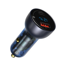 Заредете изображение във визуализатора на галерията – Baseus car charger USB / USB Type C 65 W 5 A SCP Quick Charge 4.0+ Power Delivery 3.0 LCD display gray (CCKX-C0G) - TopMag

