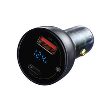 Заредете изображение във визуализатора на галерията – Baseus car charger USB / USB Type C 65 W 5 A SCP Quick Charge 4.0+ Power Delivery 3.0 LCD display gray (CCKX-C0G) - TopMag
