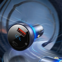 Заредете изображение във визуализатора на галерията – Baseus car charger USB / USB Type C 65 W 5 A SCP Quick Charge 4.0+ Power Delivery 3.0 LCD display gray (CCKX-C0G) - TopMag
