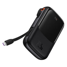 Заредете изображение във визуализатора на галерията – Baseus Qpow Digital Display powerbank with fast charging 10000mAh 22.5W QC/PD/SCP/FCP with built-in USB-C cable black

