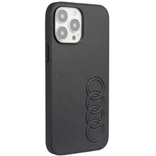 Заредете изображение във визуализатора на галерията – Audi Synthetic Leather iPhone 13 Pro Max 6.7" black/black hardcase AU-TPUPPCIP13PM-TT/D1-BK
