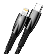 Заредете изображение във визуализатора на галерията – Baseus Glimmer Series cable with fast charging USB-C - Lightning 480Mb/s PD 20W 1m black
