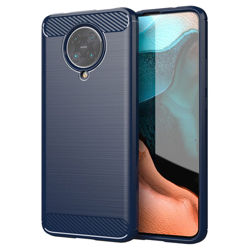Carbon Case Flexible Cover TPU Case for Xiaomi Redmi K30 Pro / Poco F2 Pro blue - TopMag