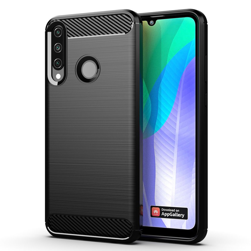 Carbon Case Flexible Cover TPU Case for Huawei Y6p black - TopMag