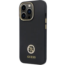 Заредете изображение във визуализатора на галерията – Guess GUHCP13LM4DGPK case for iPhone 13 Pro / 13 - black Silicone Logo Strass 4G
