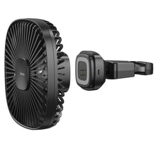 Заредете изображение във визуализатора на галерията – Baseus Vehicle mounted Backseat wireless Fan car headrest windmill black (CXZR-01) - TopMag
