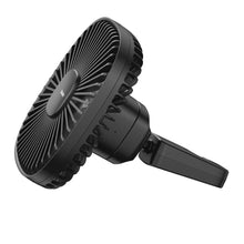 Заредете изображение във визуализатора на галерията – Baseus Vehicle mounted Backseat wireless Fan car headrest windmill black (CXZR-01) - TopMag
