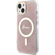Заредете изображение във визуализатора на галерията – Original Case GUESS hardcase IML 4G MagSafe GUHMP15SH4STP for Iphone 13/14/15 pink
