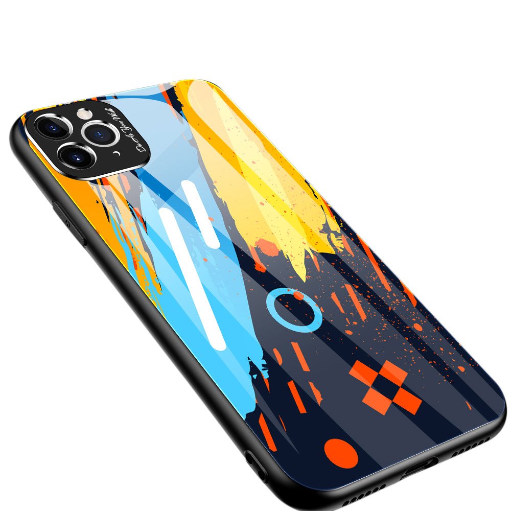 Color Glass Case Durable Cover with Tempered Glass Back and camera cover iPhone 11 Pro pattern 1 - TopMag