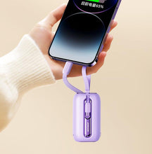 Заредете изображение във визуализатора на галерията – Joyroom power bank 10000mAh Colorful Series 22.5W with 2 built-in USB-C and Lightning cables purple (JR-L012)
