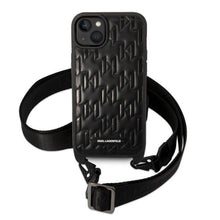 Заредете изображение във визуализатора на галерията – Karl Lagerfeld KLHCP14MSTMK iPhone 14 Plus 6.7" hardcase black/black Monogram Plaque Logo Strap
