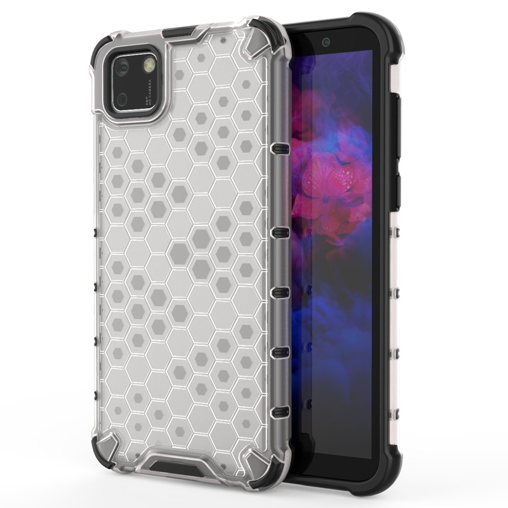 Honeycomb Case armor cover with TPU Bumper for Huawei Y5p transparent - TopMag
