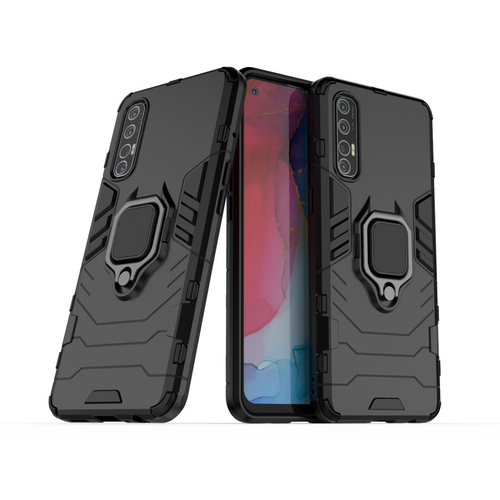Ring Armor Case Kickstand Tough Rugged Cover for Oppo Reno3 Pro black - TopMag