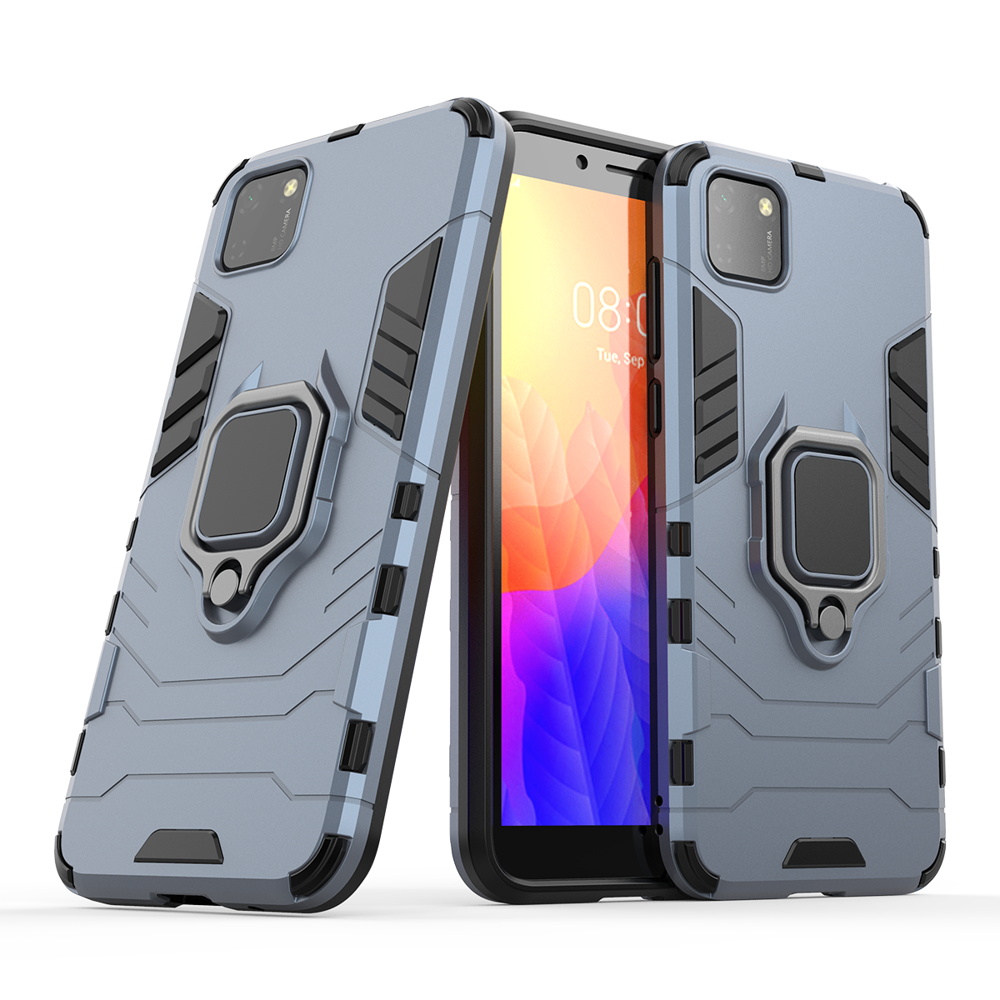 Ring Armor Case Kickstand Tough Rugged Cover for Huawei Y5p blue - TopMag
