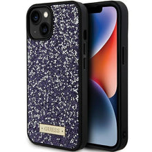 Заредете изображение във визуализатора на галерията – Original faceplate case GUESS GUHCP15SPFGSBSP for iPhone 15 (Rhinestone Metal Logo / Light pink)

