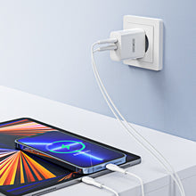 Заредете изображение във визуализатора на галерията – Dux Ducis Duzzona wall charger T4 - 2xType C - PD 35W white
