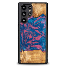 Заредете изображение във визуализатора на галерията – Wood and resin case for Samsung Galaxy S22 Ultra Bewood Unique Vegas - pink and blue

