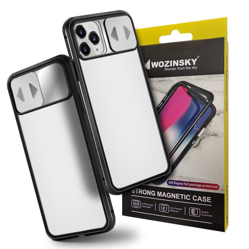 Wozinsky Magnetic Cam Slider Case Full Body Cover built-in front glass lens rotector for Huawei P40 black - TopMag