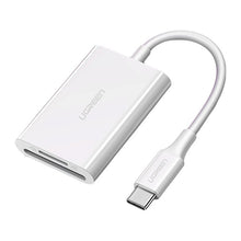 Заредете изображение във визуализатора на галерията – Ugreen memory card reader OTG SD 4.0 / micro SD (TF) 4.0 (UHS-II, UHS-2 - 280 MBps) to USB Type C 3.2 Gen 1 white (CM265 60724) - TopMag
