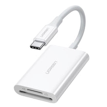 Заредете изображение във визуализатора на галерията – Ugreen memory card reader OTG SD 4.0 / micro SD (TF) 4.0 (UHS-II, UHS-2 - 280 MBps) to USB Type C 3.2 Gen 1 white (CM265 60724) - TopMag
